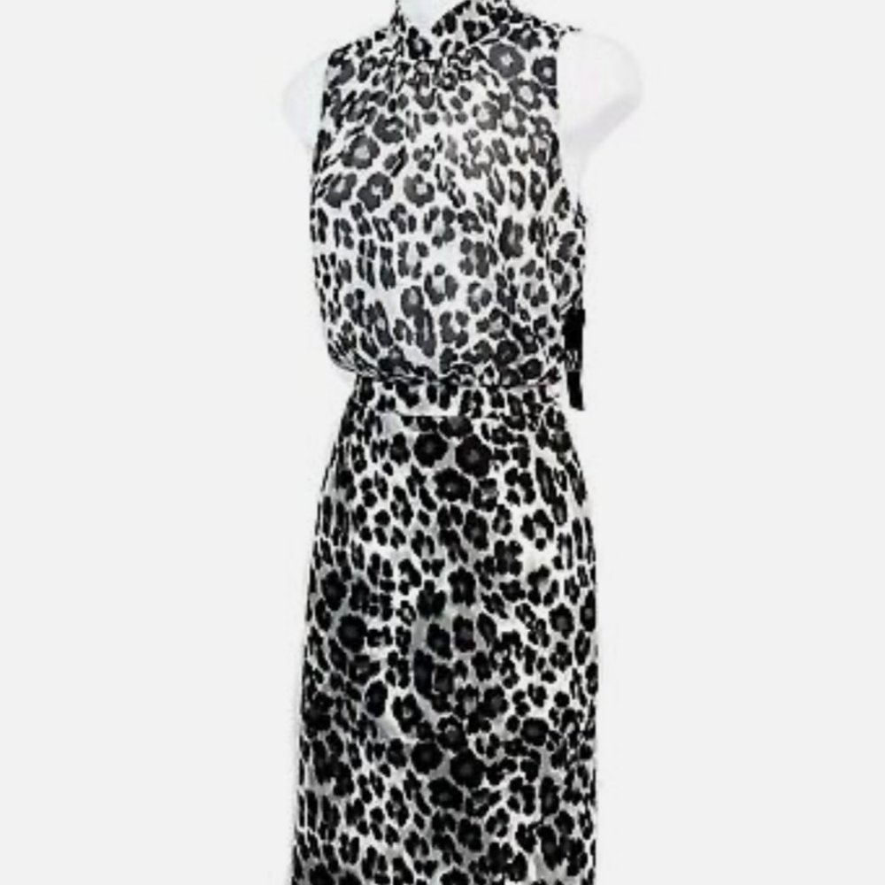 New York & Company  Cheetah Print Halter Neck, Sleeveless Dress Size Large